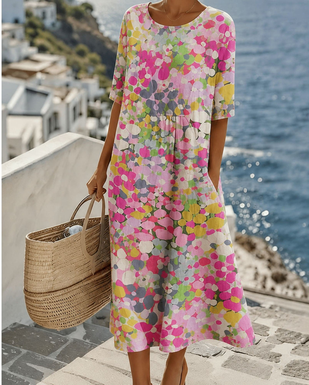 Chérie | Abito midi a fiori, ampio e leggero