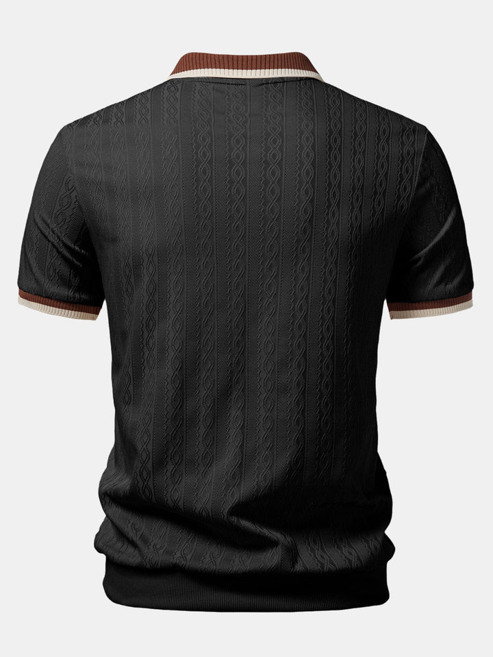 Polo a Maglia con Zip e Bordo a Contrasto