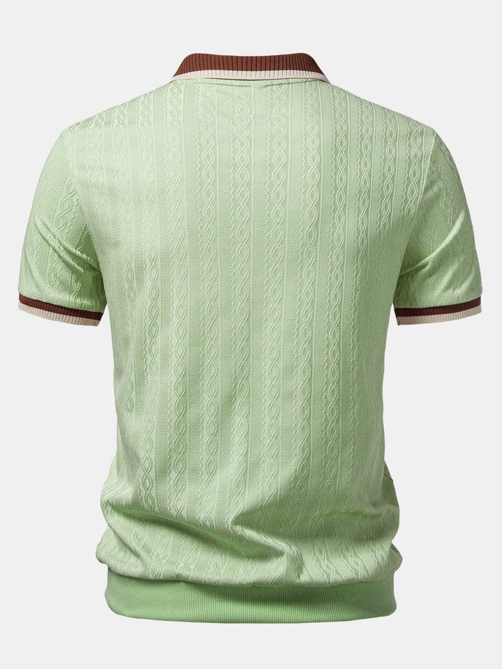 Polo a Maglia con Zip e Bordo a Contrasto