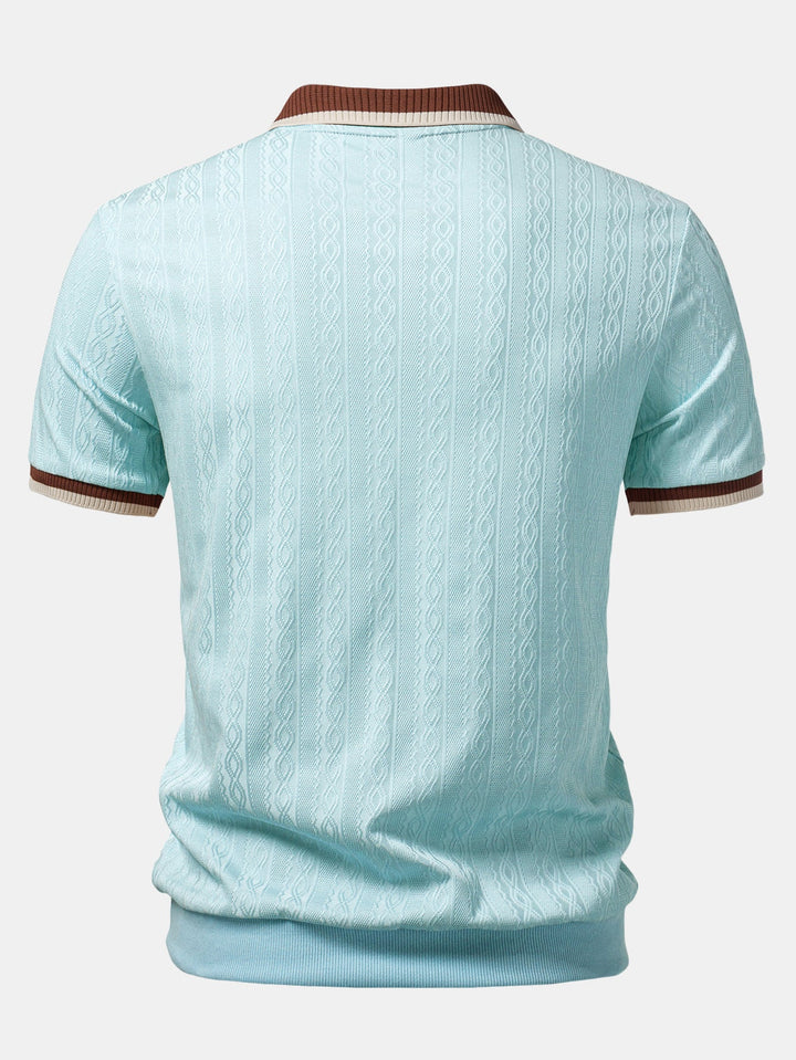 Polo a Maglia con Zip e Bordo a Contrasto