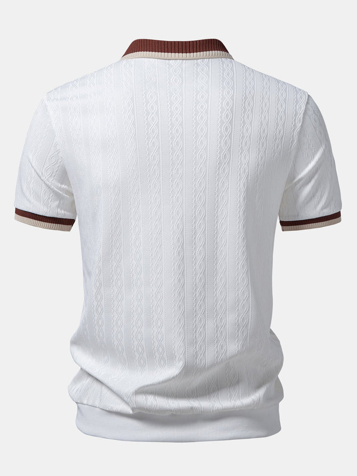 Polo a Maglia con Zip e Bordo a Contrasto