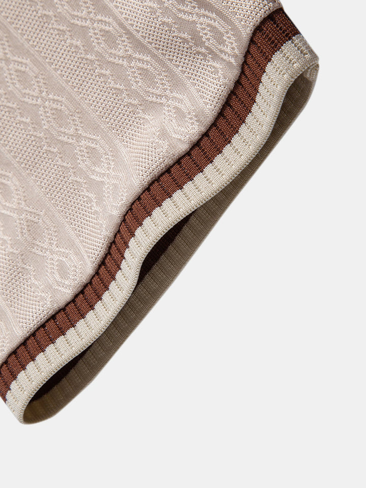 Polo a Maglia con Zip e Bordo a Contrasto